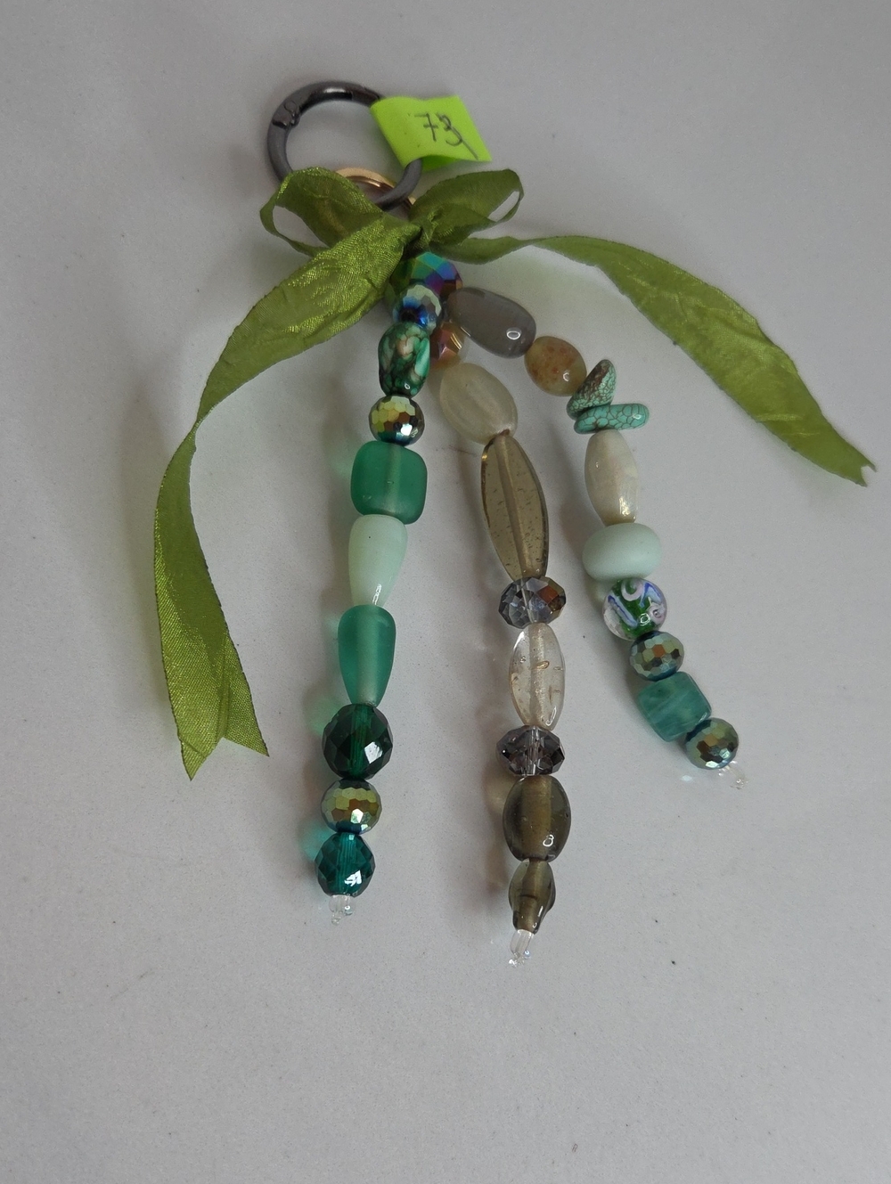 73 - Handmade Green Beaded Bag Charm